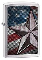 Personalized ZIPPO Lighter Retro Star and Flag Brushed - Free Engraving (28653)