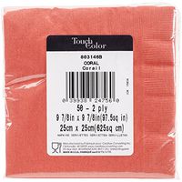 Creative Converting 803146B Touch of Color Beverage Napkins, 5 x 5-Inch, Coral