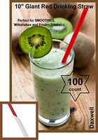 100 count 10" Red Giant Drinking Straw Wrapped Daxwell, SMOOTHIE Straw