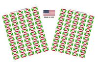 Made in USA! 100 Country Flag 1.5" x 1" Self Adhesive World Flag Stickers, Two Sheets of 50, 100 Sticker Flags Total (Burundi)