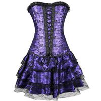 Zcuhen Corset Dress Bustier Lingerie Corset Top and Steampunk Skirt Burlesque Costumes for Women Halloween Costume Purple