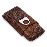 Lxc Smoking Set/Can Hold 3 Cigars Men's Gift Box Cigar Tube Travel Portable Cigarette Box Leather with Cigar Scissors Leather Box Multi-Color Optional Mute (Color : Brown 2)
