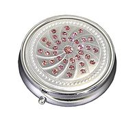 Pink Gemstones Fashion Bling Three Section Pocket Purse Travel Pill Box Case