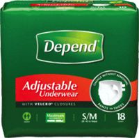 Kimberly-Clark Depend Adjustable Super Plus Absorbency Underwear Small/Medium, 28" to 45" Waist, Latex-free (Bag of 18 Each)