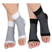 HLTPRO Plantar Fasciitis Socks with Arch and Ankle Support for Men & Women – Best Foot Compression Sleeve for Heel Pain, Achilles Tendonitis and Swelling (2 Pairs,Black and White, Large/X-Large)