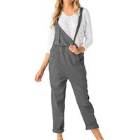 Women Overalls Jumpers Pockets Jumpsuits Pants Romper Long Loose Working Trousers Hemlock (L, Grey)