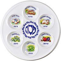 Plastic Disposable Passover Seder Plate - Colorful Vintage Look (12-Pack)