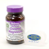 Bundle - 2 Items: 1 Bottle of Albion Chelated Magnesium 200 mg by Bluebonnet 60 Vegetarian Capsules and 1 VDC Pill Box
