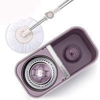 Broom and Dustpan With Long Handle Telescopic Upri Rotating mop - stainless steel lazy mop, household absorbent mop (Size : There are four mop heads)