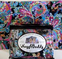 'NUGGLEBUDDY NEW! Microwave Moist Heat & Aromatherapy Organic Rice Pack. Cold Pack. Gorgeous Black"Floral Paisley" Fabric with PURE PEPPERMINT Aromatherapy
