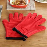 Yjdr Waterproof Silicone Gloves, 1 Pair of Silicone Oven Mitts - Professional Heat Resistant Mitt Set for Using When You're Cooking, Baking, Grilling, Broiling & Basting. (Color : Red)
