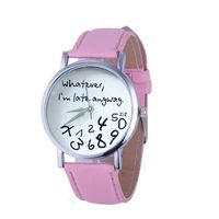 Balakie Unique Funny Watch Women Men Analog Quartz Whatever,I''m Late Anyway Wrist Watch (Pink, Alloy)