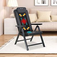 Folding Shiatsu Massage Chair Recliner with Heat Therapy Adjustable Deep Kneading Rollers Seat Vibration for Shoulder Back Hip Thigh Electric Full Body Massage Shoulder Back Massager