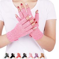 Arthritis Compression Gloves Relieve Pain from Rheumatoid, RSI,Carpal Tunnel, Hand Gloves Fingerless for Computer Typing and Dailywork, Support for Hands and Joints (Pink, Large)