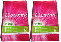 Carefree Thong Pantiliner Unscented 49 Liners per Box, 2 Pack
