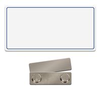 Name Tag/Badge Blank with Blue Border - 10 Pack - White Plastic 3 x 1-1/2 - Made in The USA!