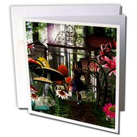 3dRose Alice At Wonderlands Garden Gate - Greeting Cards, 6 x 6 inches, set of 6 (gc_18588_1)