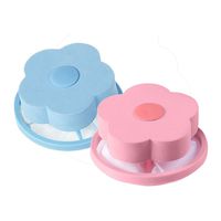 XGao 2Pcs Flower-Type Washing Filter Reusable Top Loader Washing Machine Plastic Loose Floating Lint Mess Bag Handy Debris Trap Hair Removal Pet Fur Catcher Device (Blue Pink)