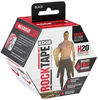 RockTape H2O Edge Highly Water-Resistant Kinesiology Tape with Travel Case, 20 Pre-Cut Strips, Black