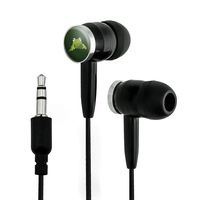 Frog Hop Froggy Ribbit Green on Green Novelty in-Ear Earbud Headphones - Black