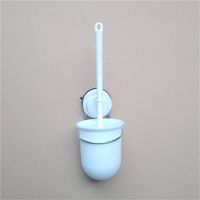 Karooch Multifunctional Stainless Steel Toilet Brush Plating Suction Cup Wall Mount Cleaning Brush & Frosted Glass Brush Holder