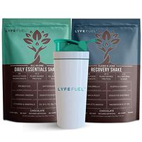 LYFE FUEL Meal Replacement + Post Workout Recovery Shaker Bundle | Keto, Vegan & Gluten Free Plant Based Protein | Chocolate + Chocolate | Made with Superfoods + Organic Greens | 28 Servings