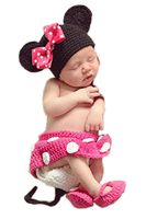 Pinbo Baby Girls Photography Prop Cute Mouse Knitted Crochet Hat Dress Diaper Shoes