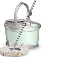 DXDAJ Spin Mop Bucket with - Stainless Steel 360 Spin Dry Basket & Telescopic Handle Pole, Microfiber Heads Replacement (Color : Green)