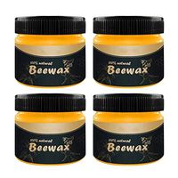 EnjoCho Wood Seasoning Wax Tin,3 oz Natural Beeswax Furniture Care Beeswax Home Cleaning Wax Solid Wood Maintenance Wood Seasoning Beewax (4PC Cleaning Wax +2PC Sponge, Multicolor)