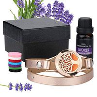 Essential Oil Diffuser Bracelet Aromatherapy Bracelet Tree of Life Anxiety Diffuser Locket set Aromatherapy Jewelry +10ml Lavender Oil+8 Felt Pads Gift for Women (Tree of Life+Lavender Oil)