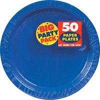 Amscan Bright Royal Blue Paper Plate Big Party Pack, 50 Ct., 7" - 640013.105