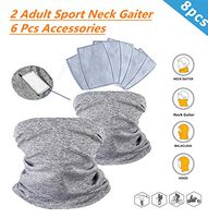 Seamless Rave Bandana Neck Gaiter Tube Mask Headwear, Motorcycle Face Mask for Women Men Face Scarf-2 Pack Grey