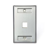 Leviton 43080-1L1 QuickPort Wallplate, Single Gang, 1-Port, Stainless Steel, with Designation Window