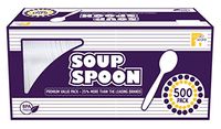HOGOWARE Plastic, Disposable Utensils Bulk Set | Plastic-Ware Cutlery, 500 Pieces, for Dinner Party, Serving Wedding Cake, Pie & Desserts (Soup Spoons, White)
