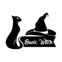 Basic Witch Halloween Fall - 5 Inch Black Vinyl Decal for Laptop or other device