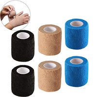 6-Pack, 2” x 5 Yards, Self-Adherent Cohesive Tape Rolls, First Aid Bandages Stretch Strong Sports Tape for Wrist, Ankle Sprains & Swelling, Elastic Non-Woven, 3 Colors by hisight (6pcs)