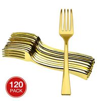 Majestic Settings Mini Collection Disposable Plastic Mini Forks, Plastic Tasting Forks, 4 inch Forks, Great for Desserts, Sampling, or Appetizers… (Gold 120 pk)