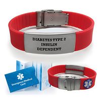 Diabetes Type 2 Insulin Dependent Medical Alert ID Bracelet for Men and Women