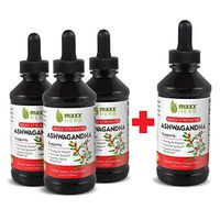 Maxx Herb Ashwagandha Liquid Extract (4 Oz Bottle with Dropper) Maximum Strength for Adrenal Support, Anxiety Relief and Cortisol Support, Alcohol-Free, 60 Servings (Buy 3 Get 1 Free)