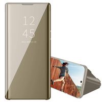 ATRAING Compatible for Galaxy S10 Flip Case, Clear View Electroplate Plating Stand Full Body Protection Luxurious Mirror Protector Cover for Galaxy S10