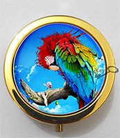 BlackKey Parrot Bird 3-Compartment Decorative Pocket Gift Box Case Organizer for Pill, Color 2 -2320