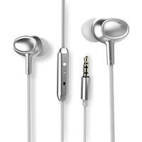 3.5mm Aux Earphones/Headphones/Earbuds/Headsets with Remote Control and MIC, ebasy Earphones for iPhone/iPad/iPod/Samsung and More Devices Compatible with 3.5mm Headphone -Silver