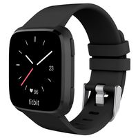 UMTELE Fitbit Versa Bands, Silicone Replacement Sport Strap with Metal Buckle for Fitbit Versa (Black, Small)