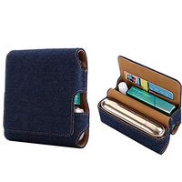 Case Cover IQOS 3.0,Pouch Bag iQOS Wallet Case Denim Electronic Cigarette Carrying Case Box with Card Holder Tobacco Cigarette Protective Holder Cigar Cover,Darkblue