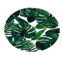 Frog Fun Movers&Shakers | Tropical Plant leaves Pattern Round Flannel Bathroom Kitchen Carpet 80cm (MulticolorE)