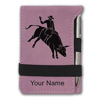 Mini Notepad, Bull Rider Cowboy, Personalized Engraving Included (Pink)