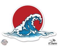 GT Graphics Wave at Sunset - 5" Vinyl Sticker - for Car Laptop I-Pad - Waterproof Decal