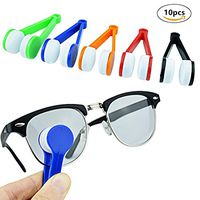 Tvoip 10 Pcs Mini Sun Glasses Eyeglass Microfiber Spectacles Cleaner Soft Brush Cleaning Tool Mini Microfiber Glasses Eyeglasses Cleaner Cleaning Clip (Random Color)
