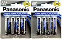 Panasonic 5741 8PC AA Batteries Super Heavy Duty Power Carbon Zinc Double A Battery 1.5V, Black (Pack of 8)
