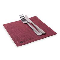 Luxenap Micropoint 2-Ply Dinner Napkins - Soft and Durable 16" x 16" Bordeaux with Black Threads Paper Napkins - Disposable and Recyclable - 50-CT - Restaurantware